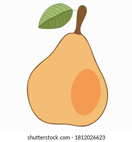 Vector illustration yellow pear with leaf