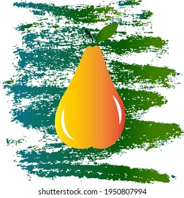 Ilustración vectorial de una pera amarilla sobre un fondo de crayones pastel. Ilustración para sitios y tiendas de comida saludable. Adecuado para folletos, carteles, etiquetas, tapas de productos veganos. EPS 10