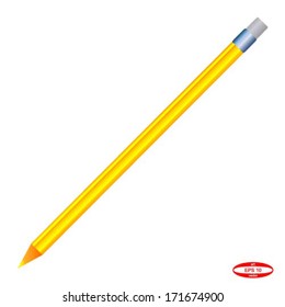 Vector illustration of yellow pencil isolated on white background