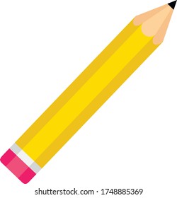 Vector illustration of a yellow pencil on a white background.