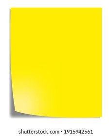 Vector illustration of yellow plank paper sticker with shadows. Empty background