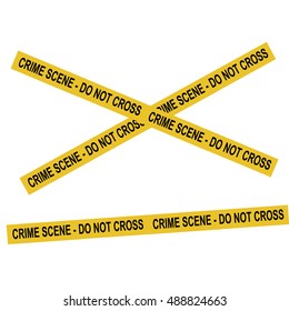 Vector illustration yellow police crime scene danger tape. Do not cross