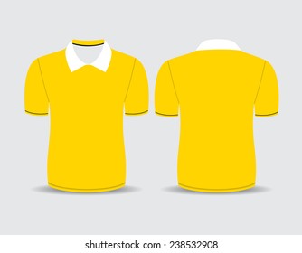 Vector illustration of yellow polo t-shirt Front and back views