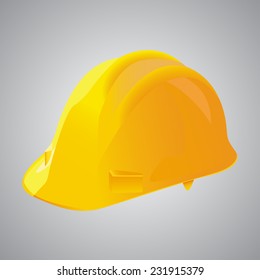 Vector illustration of a yellow protection helmet used on construction sites