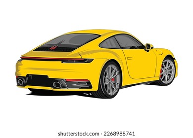 Vector illustration Yellow racing sport car With transparent Background