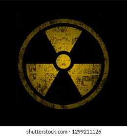 Vector illustration of yellow radioactive symbol on black. EPS10.