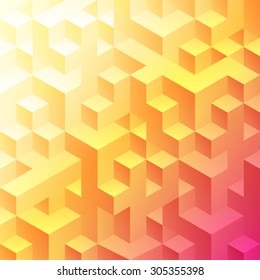 Vector illustration of yellow and red abstract geometric background