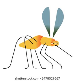 Vector illustration of a yellow and red mosquito