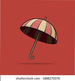 Vector illustration of a yellow and red umbrella