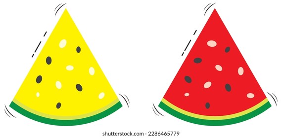 Vector illustration of yellow and red watermelon with some decorations.