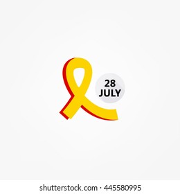 Vector illustration of a yellow Ribbon for World Hepatitis Day. On white background