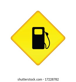 Vector illustration of a yellow road sign for a gas station. For jpeg version, please see my portfolio,