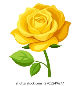 Vector Illustration of Yellow Rose isolated on white background
