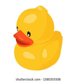 Vector illustration. Yellow rubber duck for bath.
