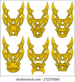 Vector illustration of a yellow samurai mask