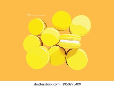 Vektorgrafik von gelbem Sandwich-Keks, Macaron, französischer Macaroon