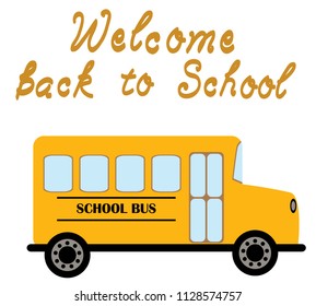 vector illustration of yellow school bus transportation education background