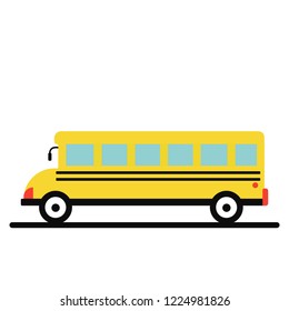 Vector illustration of yellow school bus, right side view. Isolated transport vehicle on white background