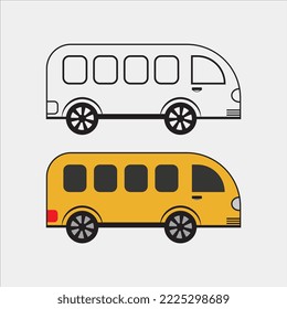 Vector illustration of yellow school bus side view.