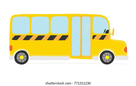 Vector illustration of yellow school bus isolated on white background