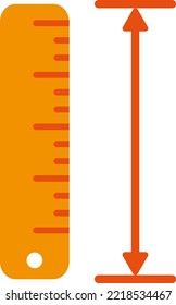Vector illustration, of a yellow school ruler. Take height measurements. Geometry and calculation of distances.