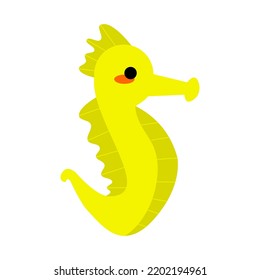 Vector illustration: yellow sea horse isolated on white background