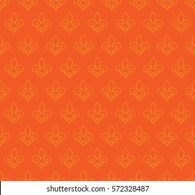 Vector illustration yellow seamless background with lily (fleur de lys) for print fabric or poster