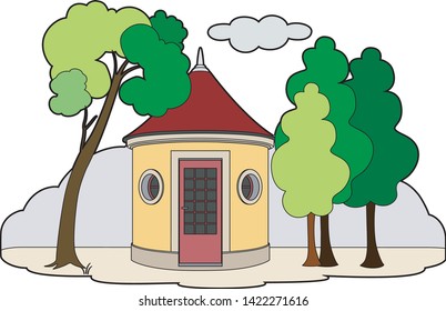 Vector illustration of a yellow shack, EPS 10 file