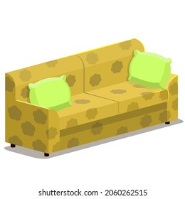 ilustración vectorial del sofá marrón con silueta floral
