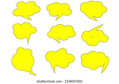 Vector illustration of yellow speech bubble set.