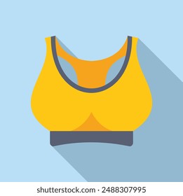 Vector illustration of a yellow sports bra icon in flat design style on a blue background