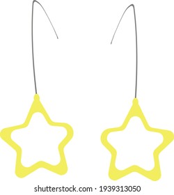 vector illustration of yellow star shaped earrings