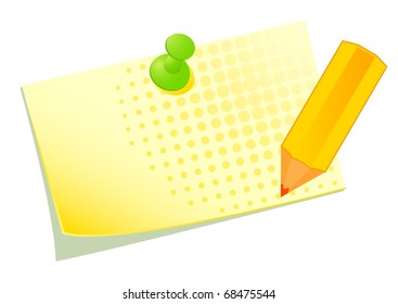 Vector illustration of a yellow sticky with a pencil