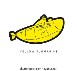 Vector illustration of yellow submarine icon isolated on white background.