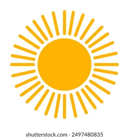 
Ilustración vectorial de icono de sol amarillo en estilo plano. símbolo de verano. signo de sol. estilo plano Sun.Hot icono de Clima.