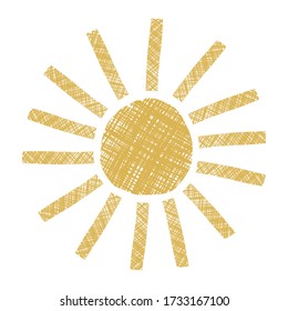 Vector Illustration der gelben Sonne auf weißem Hintergrund. 