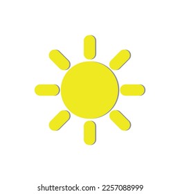Vector illustration of yellow sun with shadow.