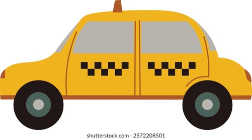 Vector Illustration of a Yellow Taxi Car