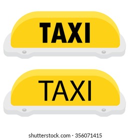 Vector illustration yellow taxi sign or symbol icon set. Taxi service. 
