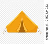 Vector illustration of yellow tent front view on transparent background