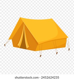 Vector illustration of yellow tent side view on transparent background