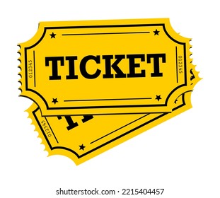 Vector illustration of yellow ticket icon on white background.