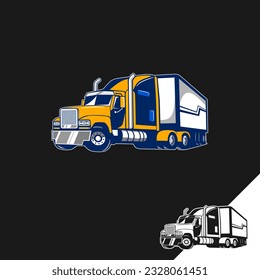 The vector illustration yellow truck trailer is a captivating subject for creative projects. Its powerful presence make it perfect for illustrations, graphic designs, or commercial ads.