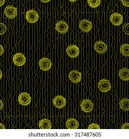 Vector illustration of yellow twists seamless pattern background.