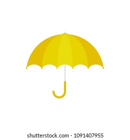 Vector Illustration. Yellow umbrella icon. Yellow umbrella isolated on white background. Cartoon style