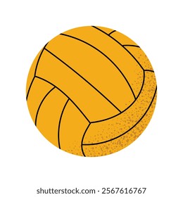 Vector illustration of a yellow water polo ball. Water polo equipment, sport, team activity, aquatic game. Simple flat style isolated on white background.