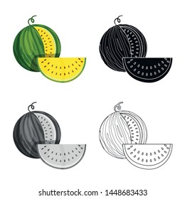 Vector illustration of yellow watermelon logo. Collection of watermelon and fresh vector icon for stock.