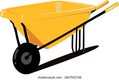 Vector illustration of yellow wheelbarrow