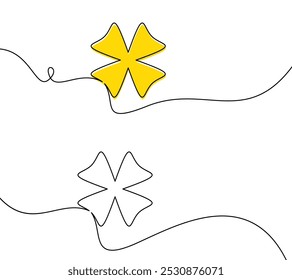 Vector illustration of yellow and white flower shapes connected by flowing curved lines in a simple, modern design.