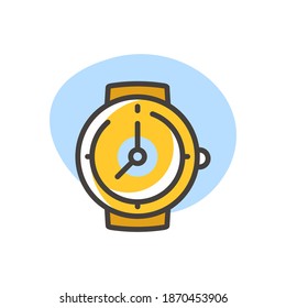 Vector illustration of a yellow wrist watch